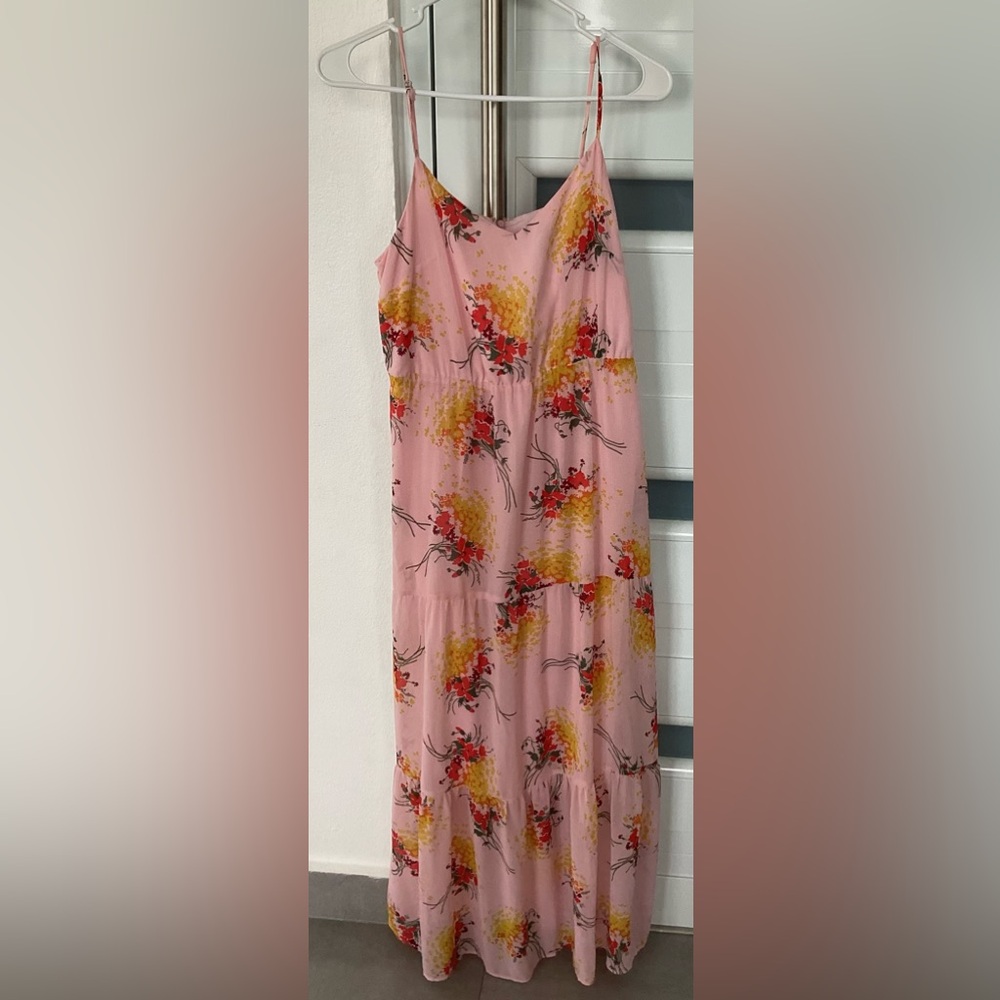 J. Crew Pink Floral Spaghetti-Strap Maxi Dress
